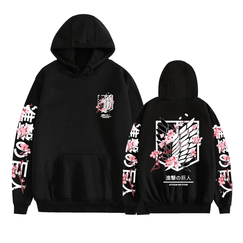 Unisex Anime Logo Printed Loose Hoodie