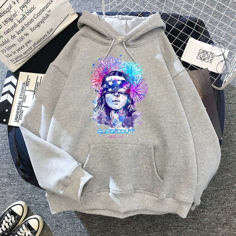 Casual Tv Pattern Printed Pullover Hoodie