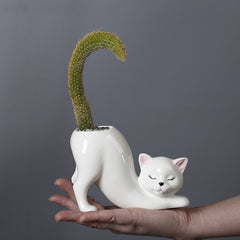 Stretching Cat Succulent Cactus Planter Pot
