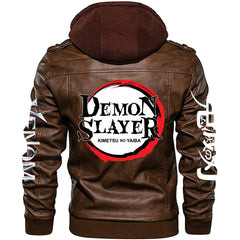 Casual Men's Anime Punk Style Leather Hooded Jacket