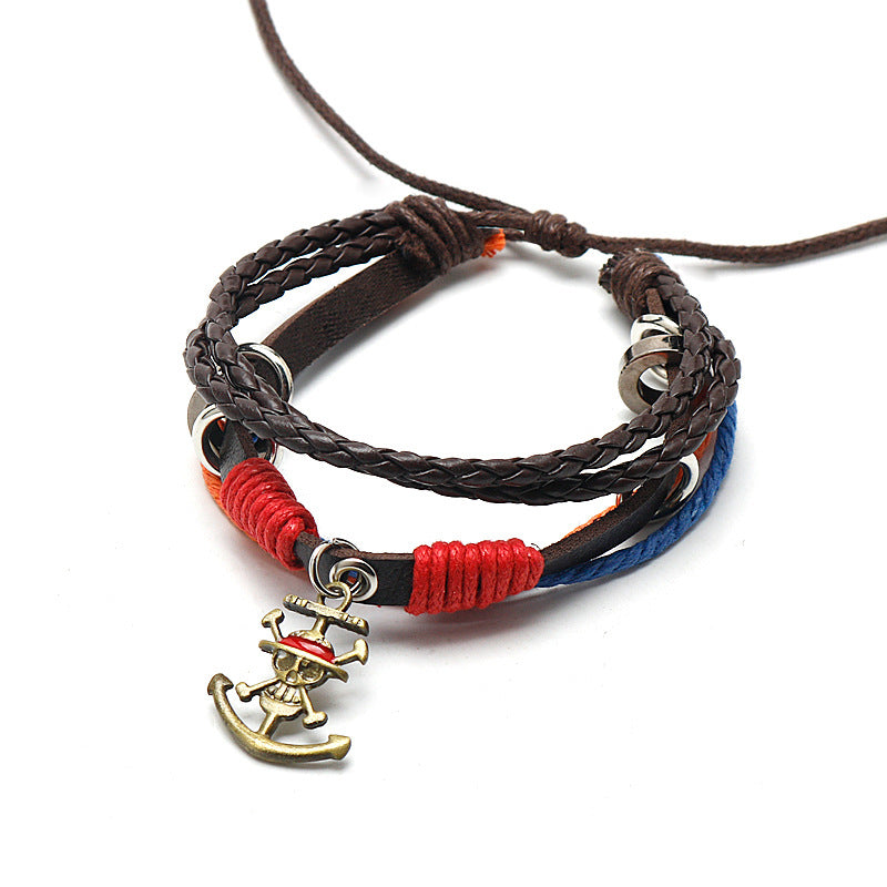 Retro Anime Logo Leather Bracelet