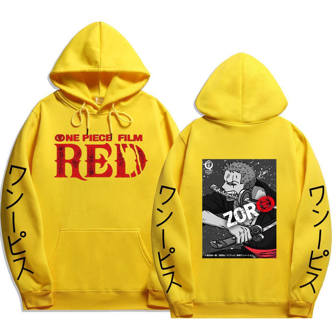 Cool Unisex RED Zoro Printed Casual Hoodie