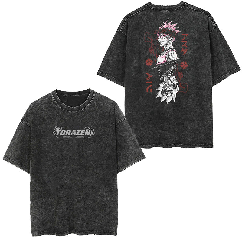 Vintage Anime Washed Loose Short Sleeve T-shirt