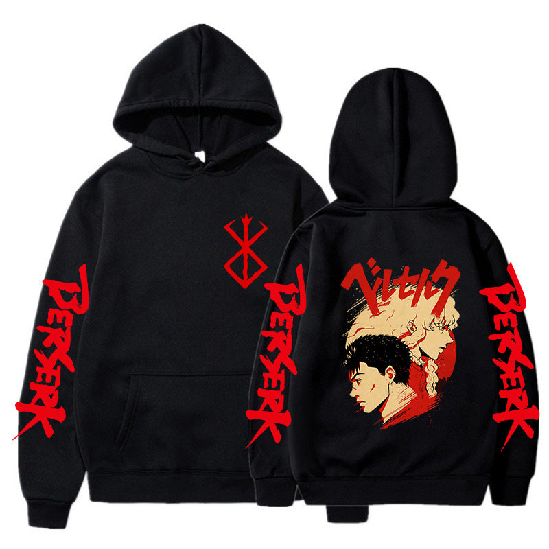 Unisex Anime Guts Casual Black Hoodie