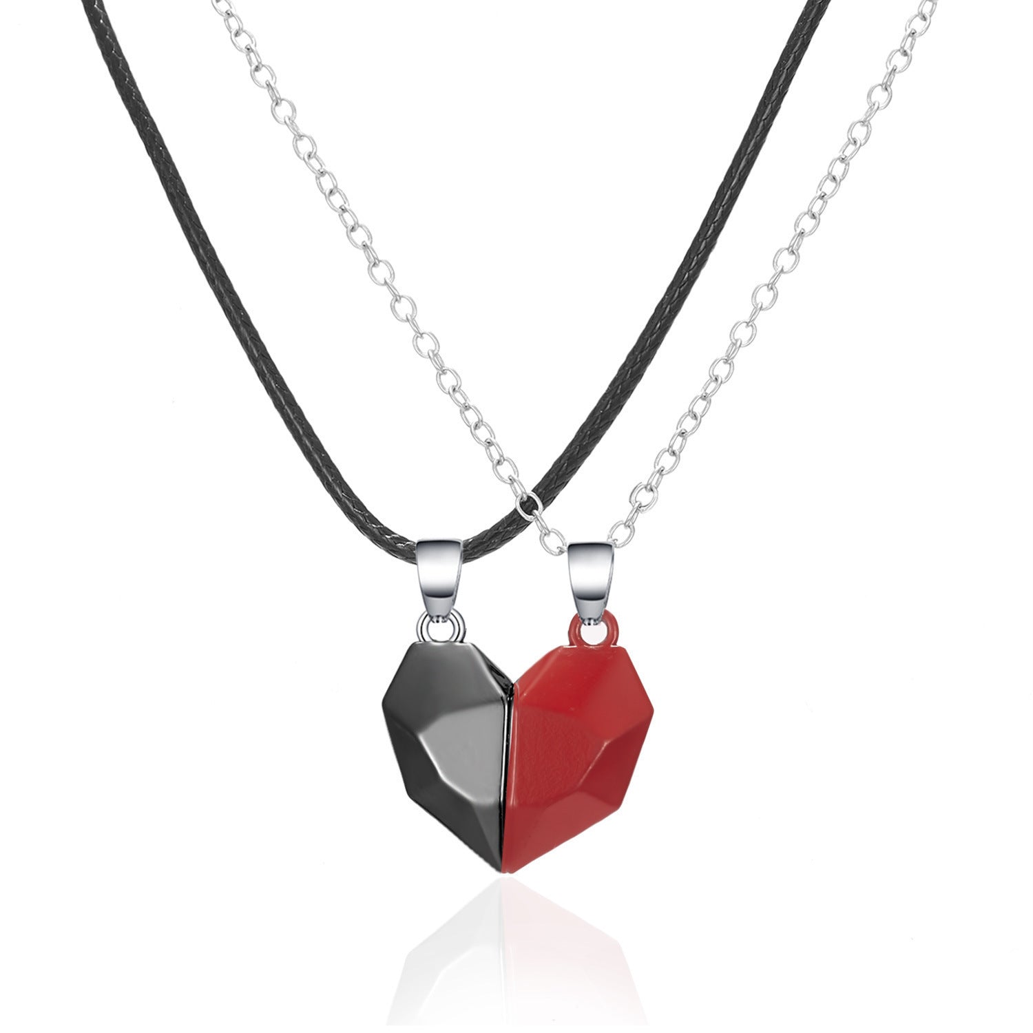 Versatile Magnetite Heart-shaped Couple Necklace