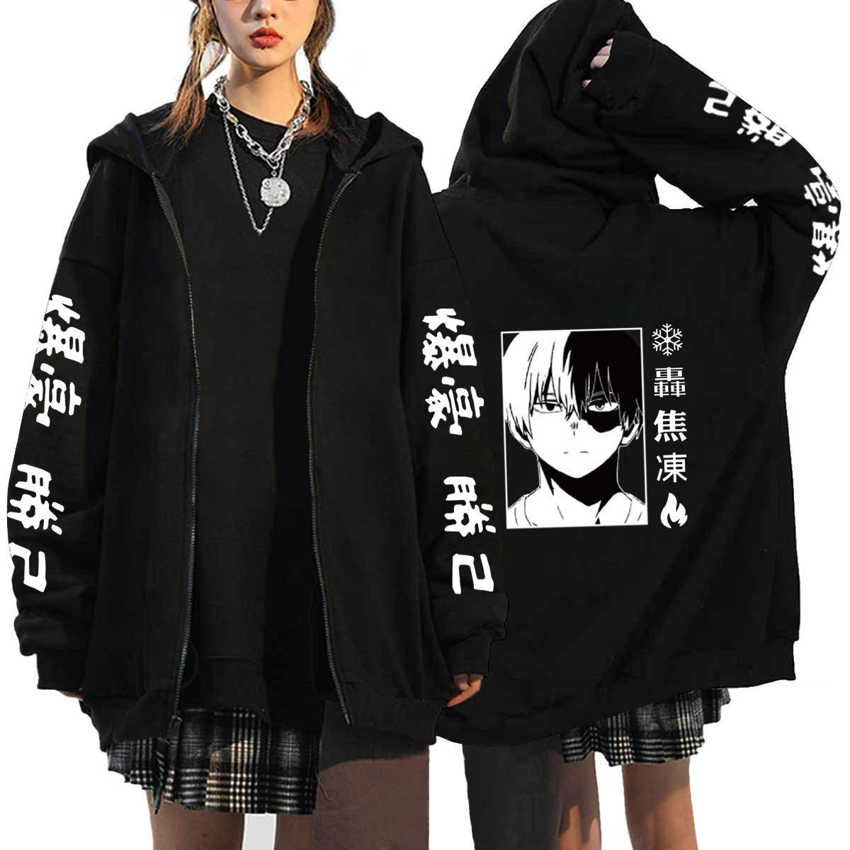 Unisex Casual Anime Zip Up Sports Hoodie