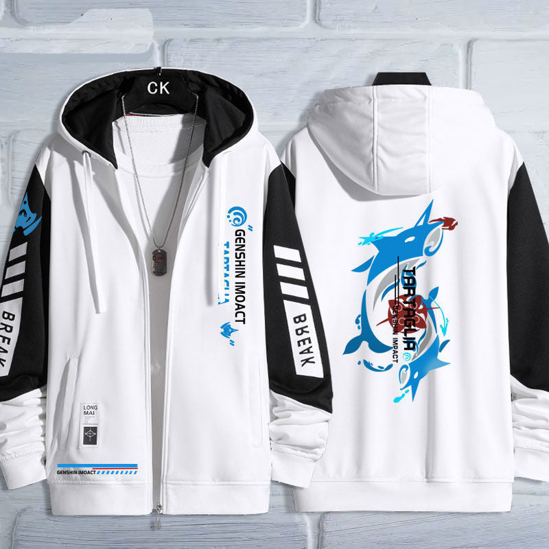 Trendy Game Logo Zipper Hooded Jacket
