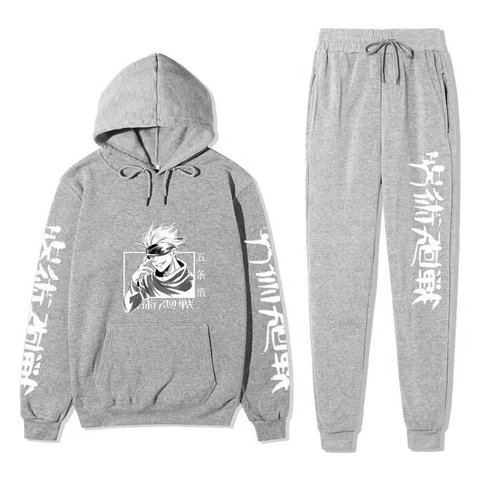 Unisex Anime Print Hoodie Sports Pants Set