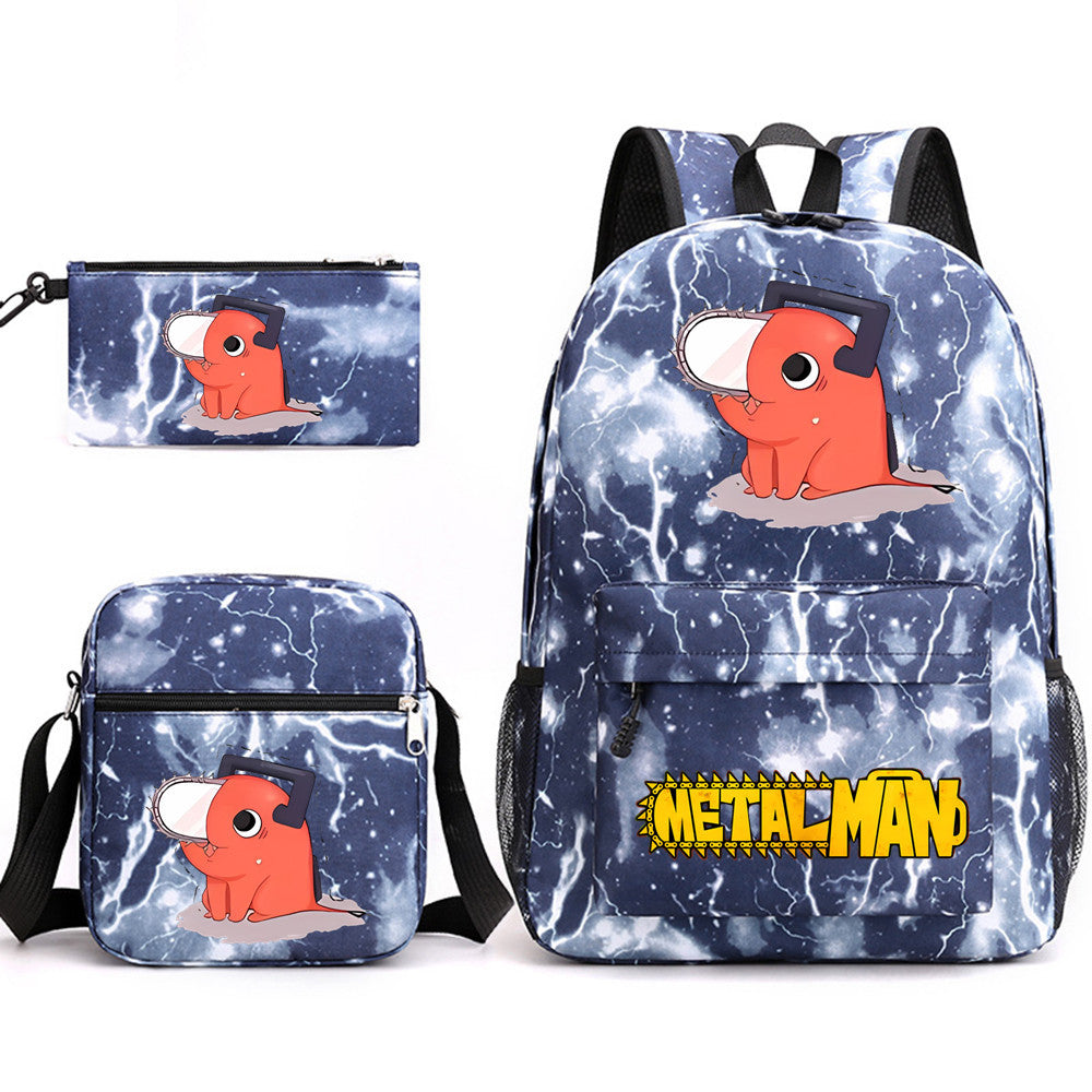 Pochita School Bag Three-piece Backpack