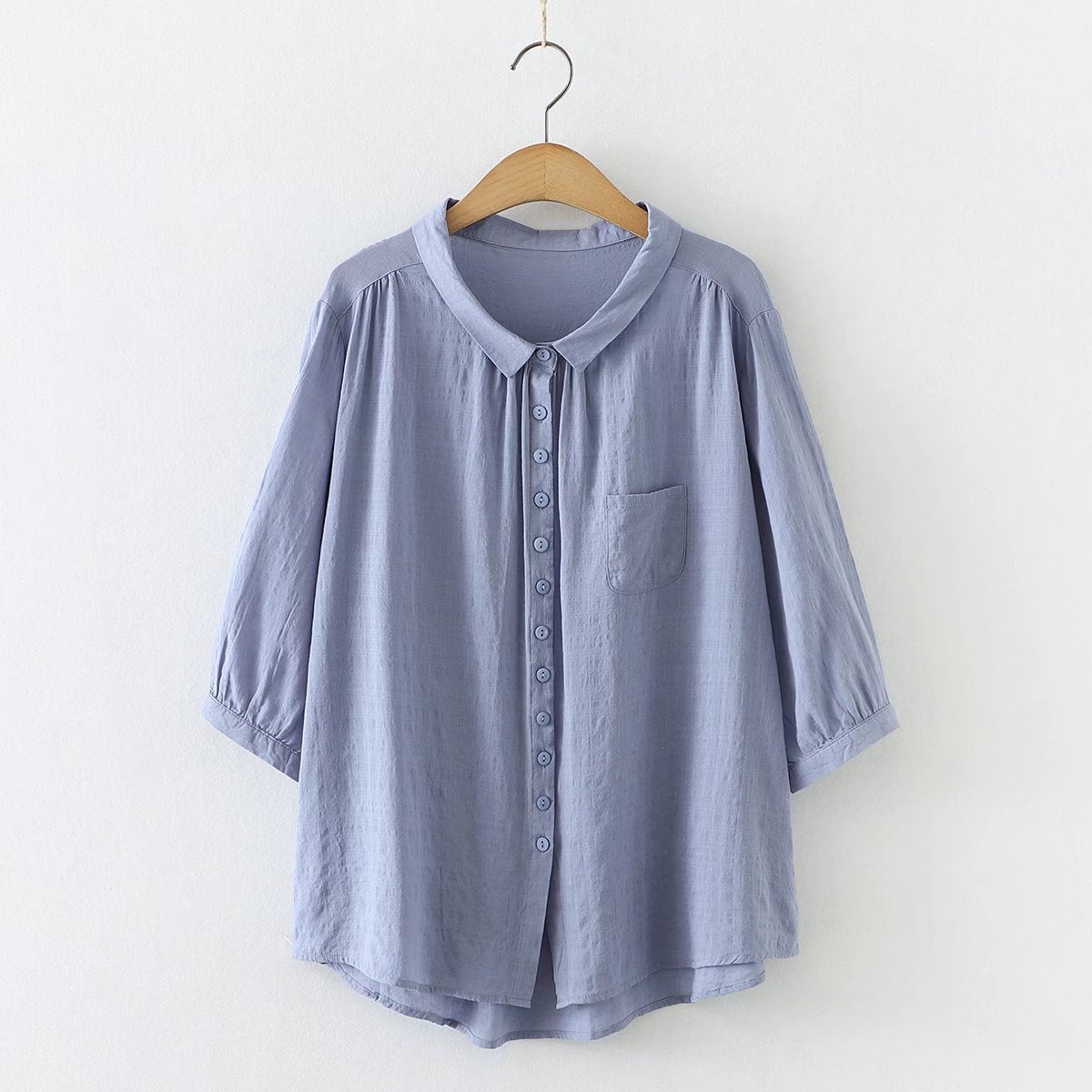 Casual Solid Color Pleated Women's Short-sleeved Shirt