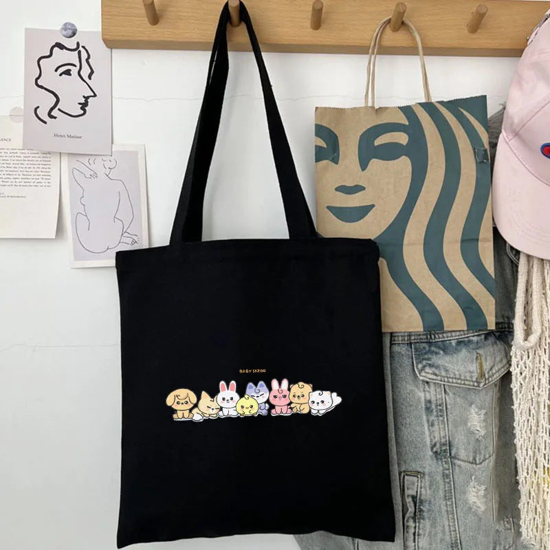 Cute Kpop Printed Canvas Shoulder Bag