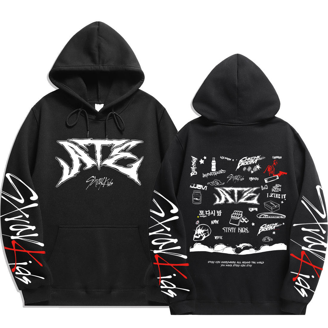 KPOP ATE Graphic Print Drawstring Hoodie