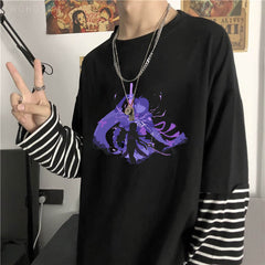 Unisex Game Print Pullover Crew Neck Long Sleeve T-Shirt