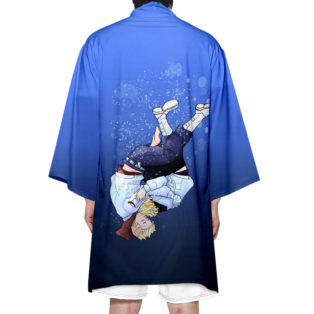 Trendy Men's Anime Revengers Cosplay Long Cape Kimono