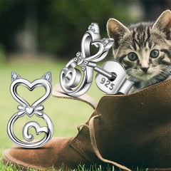 Kitten Hollow Silver Earrings