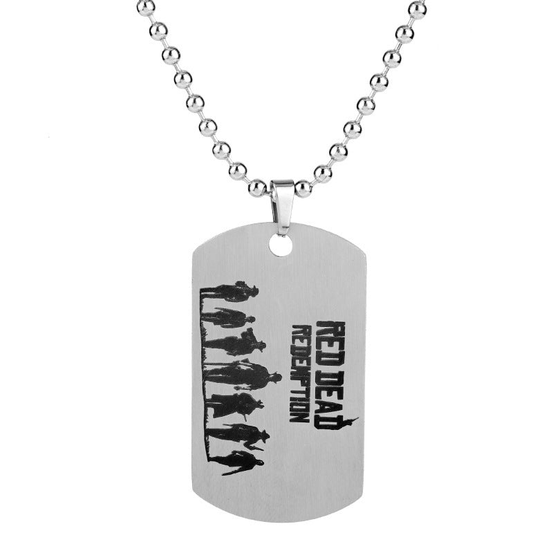 Game Pistol Model Keychain Necklace