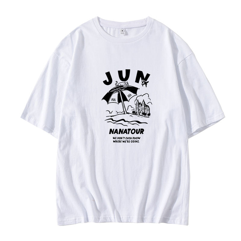 Unisex Kpop Round Neck Loose T-shirt