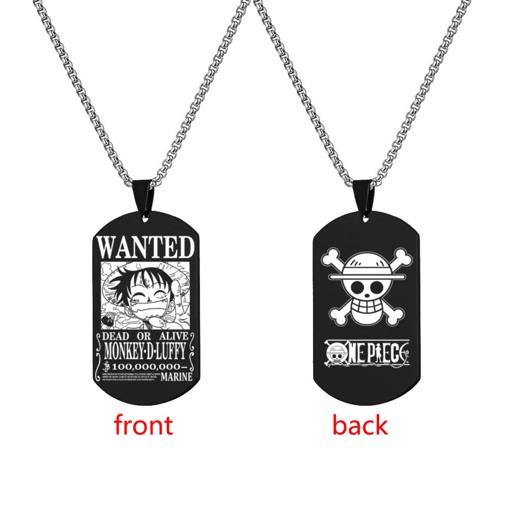 Luffy Wanted Double-sided Dog Tag Necklace