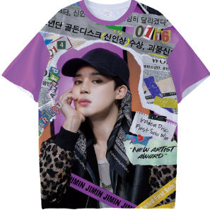 KPOP Graphic Digital Print Short Sleeve T-Shirt
