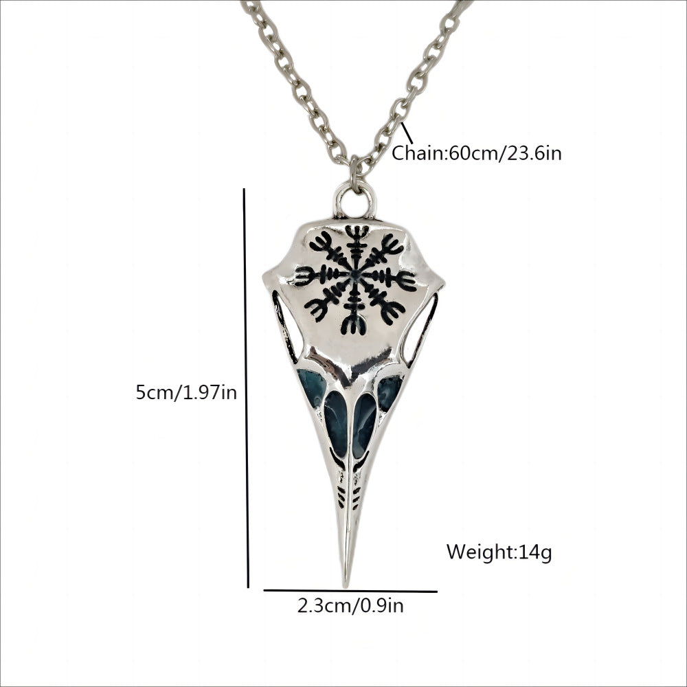Retro Luminous Crow Skull Eagle Beak Pendant Necklace