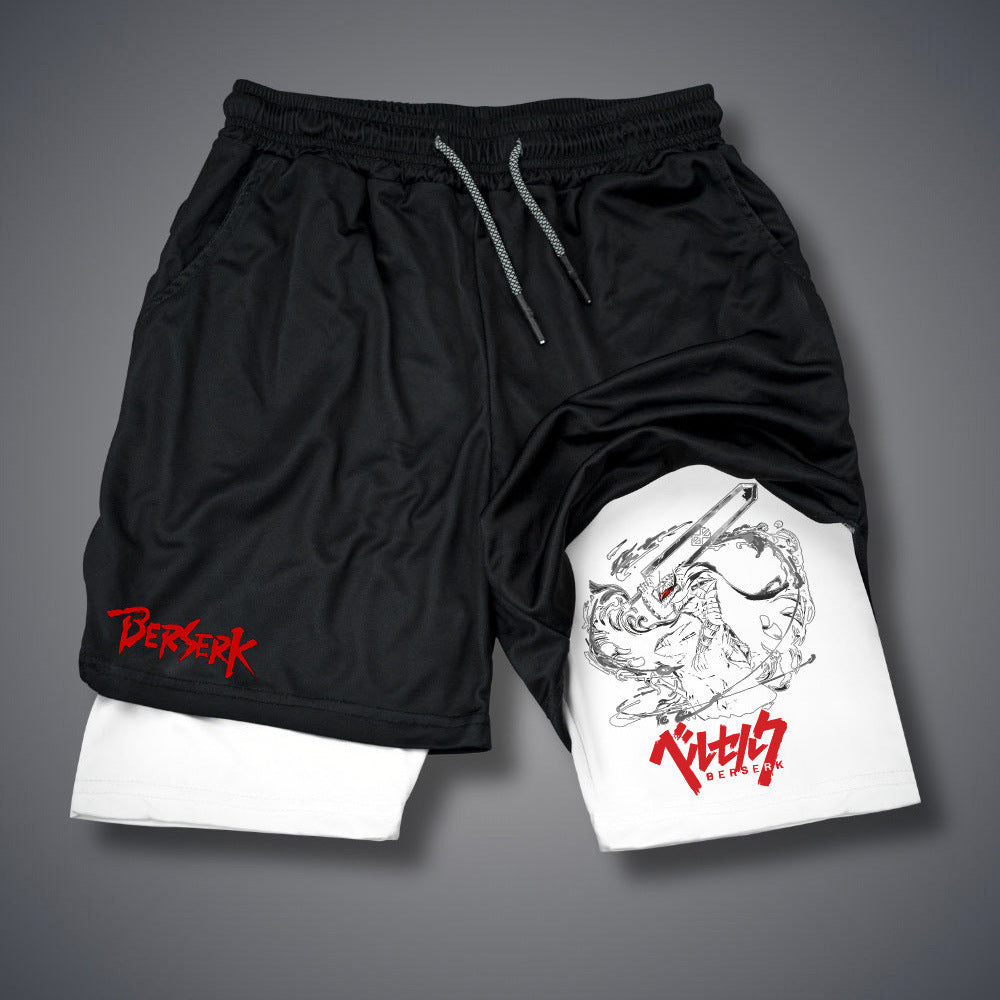 Casual Anime Double-layer Sports Shorts