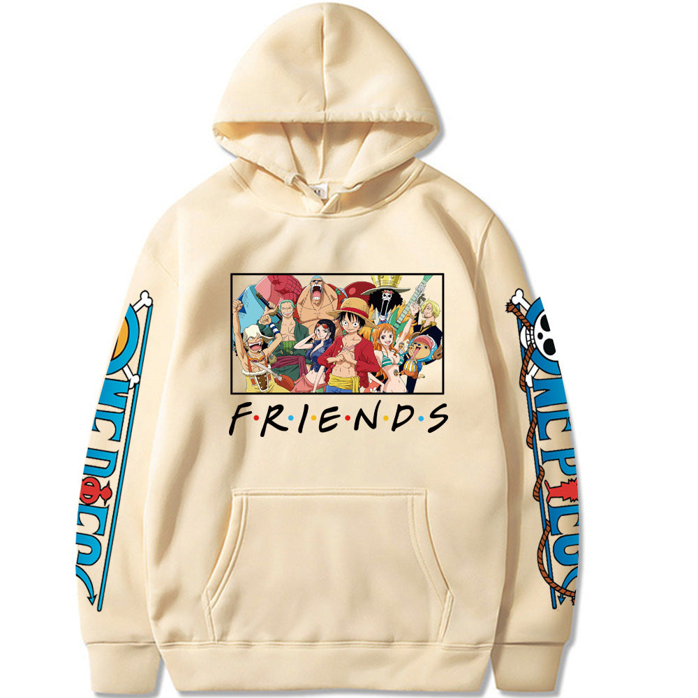 Unisex Luffy Friends Printed Cotton Hoodie