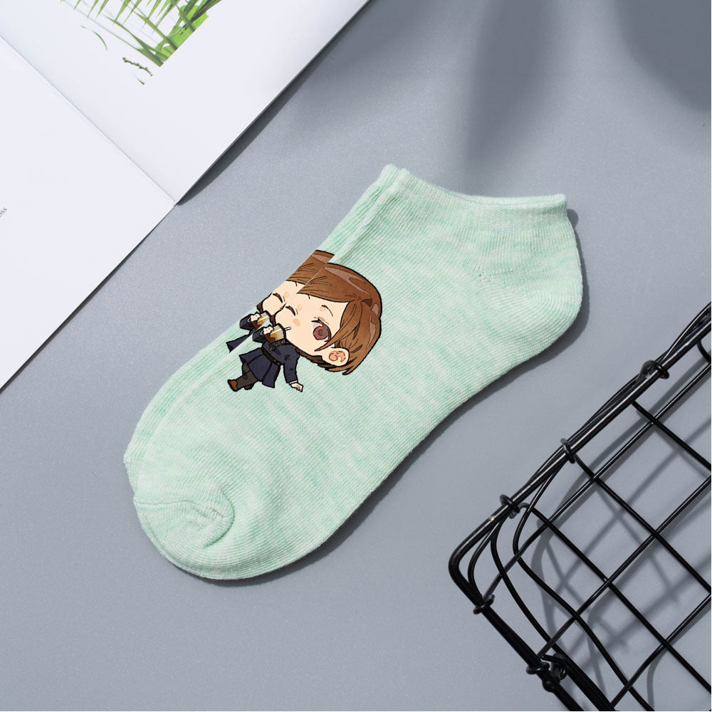 Casual Anime Cotton Breathable Boat Socks