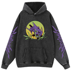 Vintage Anime Eva Washed Loose Hoodie