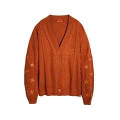 TS Stars Embroidered Orange Cardigan