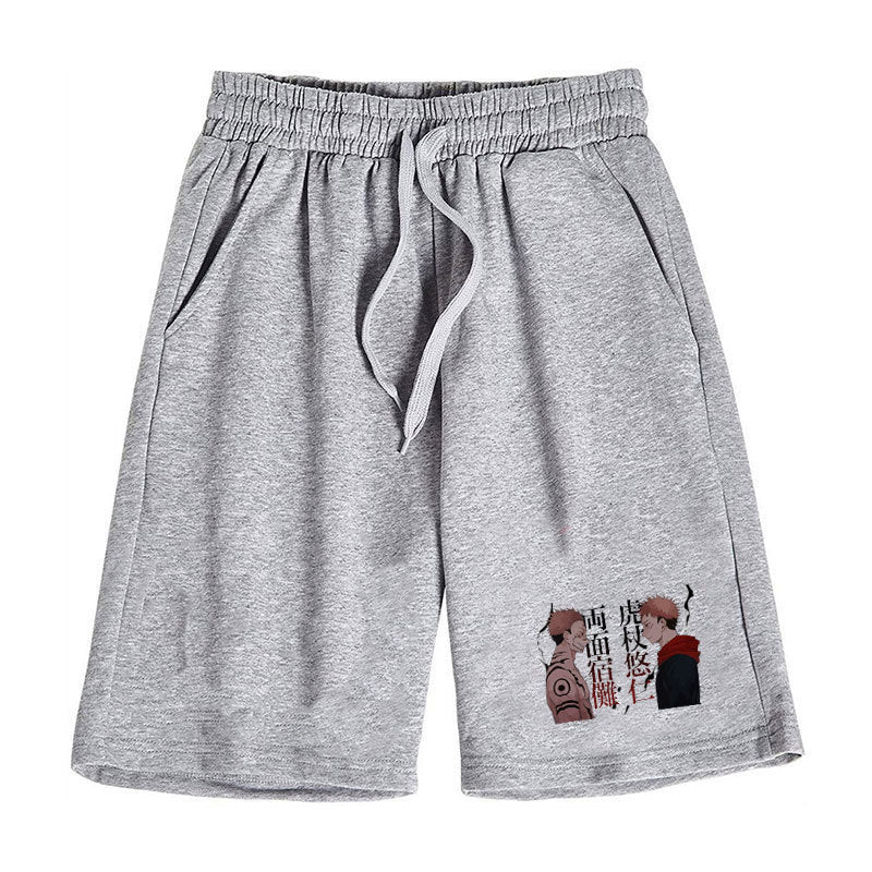 Men's Anime Print Casual Sports Loose Shorts