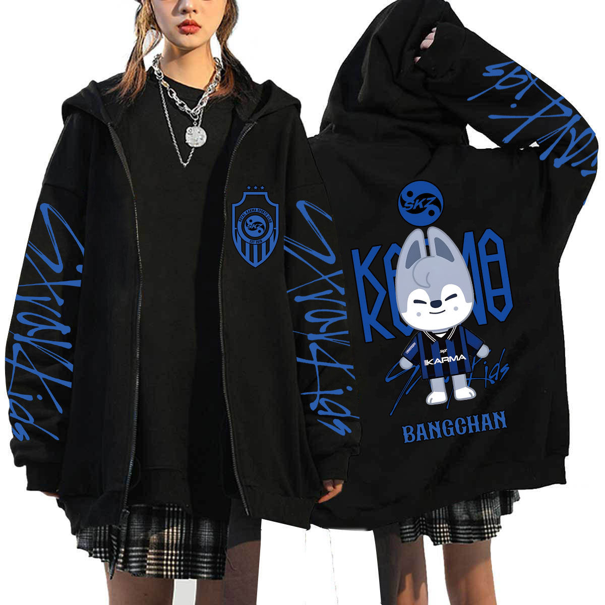KPOP KARMA 2025 Printed Zip Up Hoodie