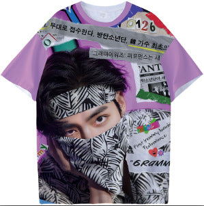 KPOP Graphic Digital Print Short Sleeve T-Shirt