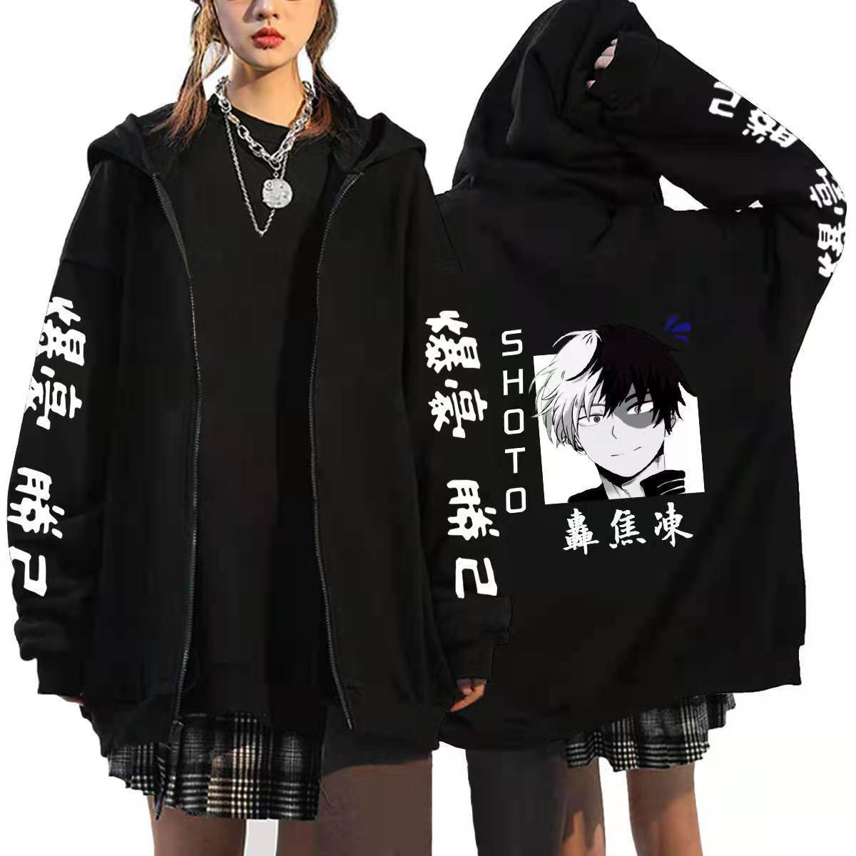 Unisex Trendy Anime Printed Zipper Hoodie