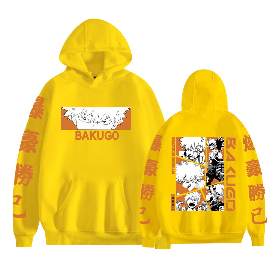 Unisex Anime Bakugo Print Casual Loose Hoodie