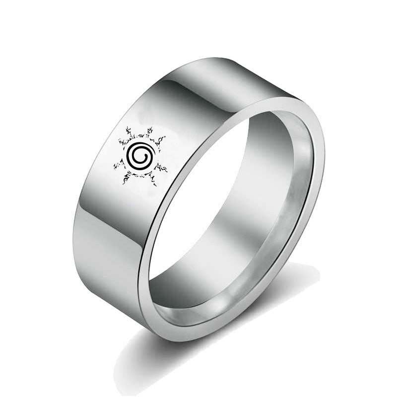 Anime Red Cloud Logo Stainless Steel Ring