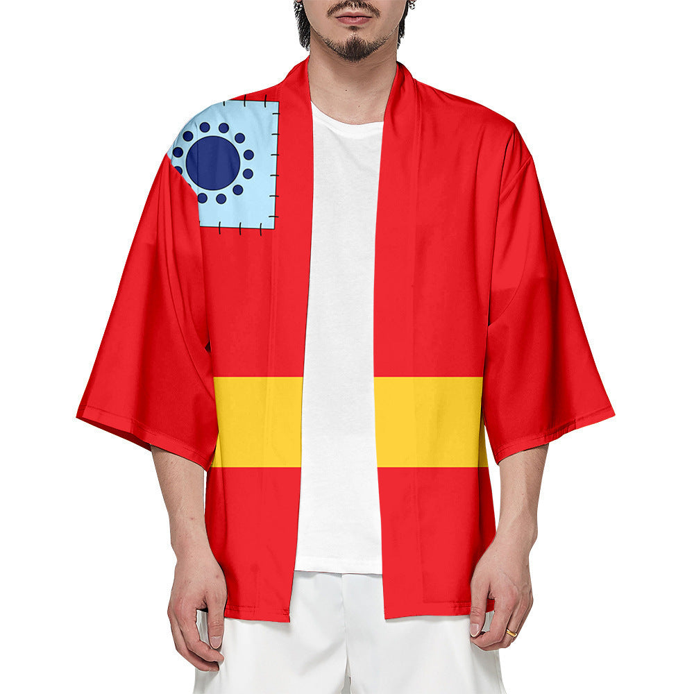 Trendy Digital Print Short-sleeved Cosplay Kimono Cape