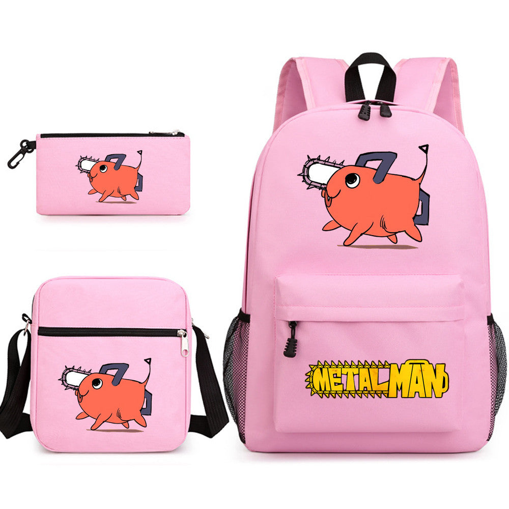 Pochita School Bag Three-piece Backpack