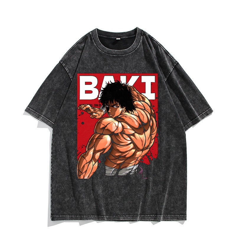 Retro Baki Washed Short-sleeved T-shirt