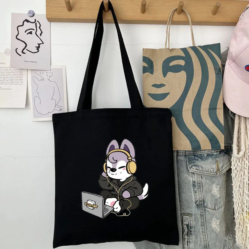 Cute Kpop Printed Canvas Shoulder Bag