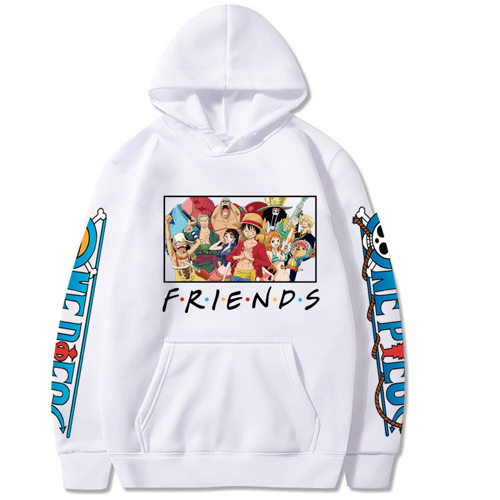 Unisex Luffy Friends Printed Cotton Hoodie