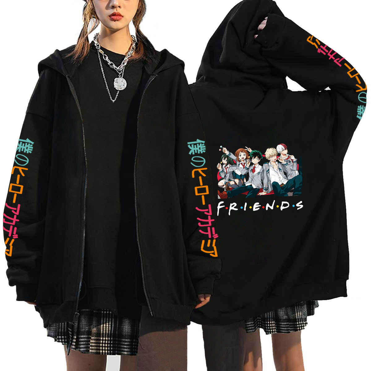 Unisex Trendy Anime Graphic Zipper Hoodie