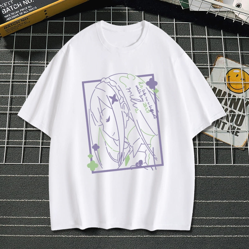 Rem Anime Loose Cotton Short Sleeve T-shirt