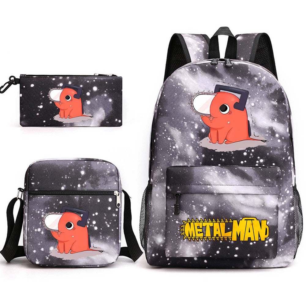 Pochita School Bag Three-piece Backpack