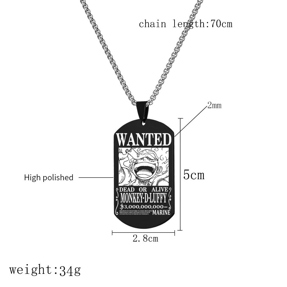 Luffy Wanted Double-sided Dog Tag Necklace