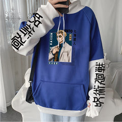 Unisex Nanami Printed Color Block Pullover Hoodie