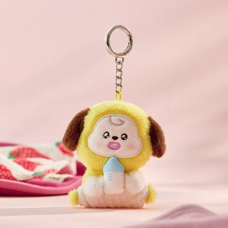 BANGTAN Baby Bottle Plush Doll Keychain