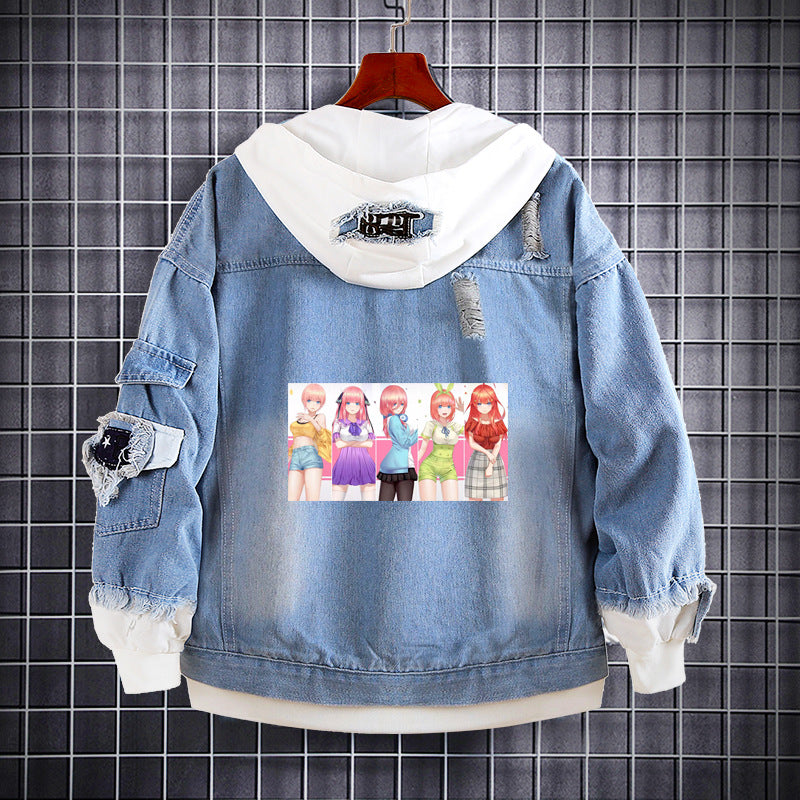 Unisex Anime Nakano Hooded Denim Jacket