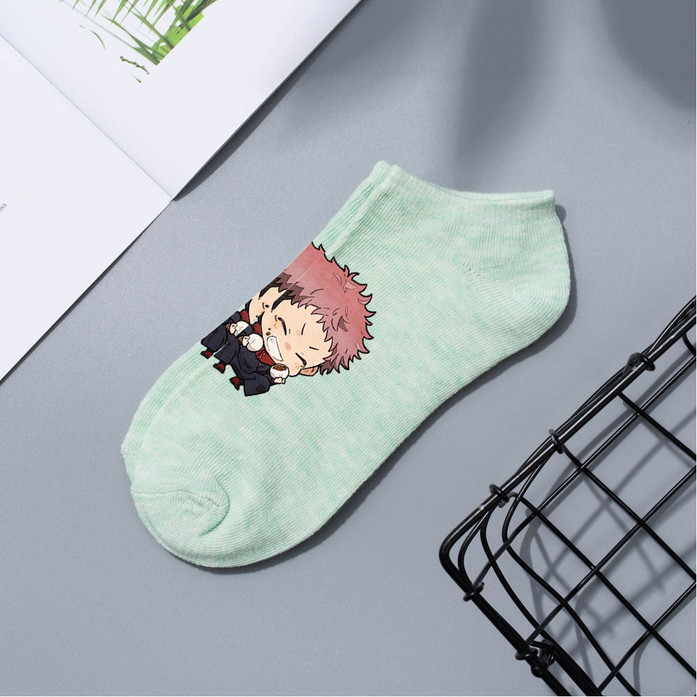 Casual Anime Cotton Breathable Boat Socks