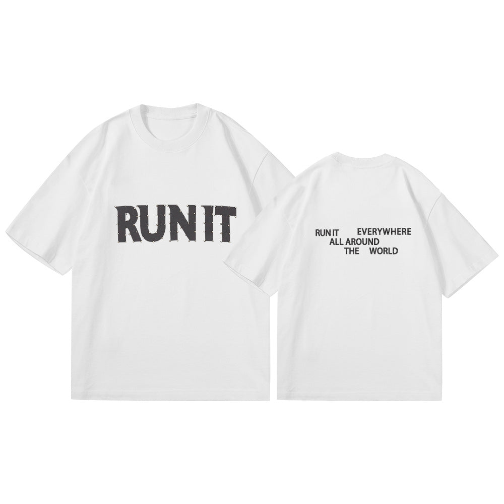 SKZ RUNIT Letter Short-sleeved T-shirt