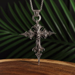 Retro Punk Style Gothic Skull Cross Pendant Necklace